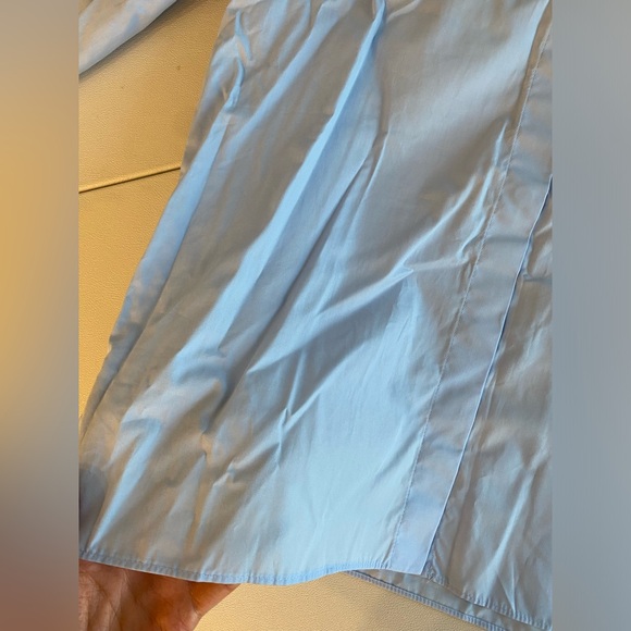 Zara Slim Fit Poplin Cotton Shirt Light Blue below-the-elbow sleeves ZW XS NWT - Picture 15 of 16